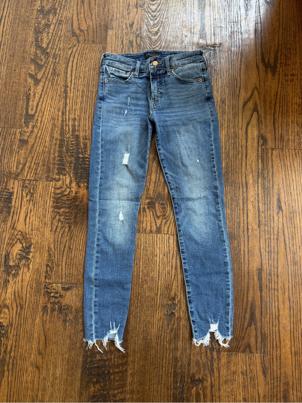 Lucky Brand Distressed Medium Blue Ava Skinny Ankle Jeans
